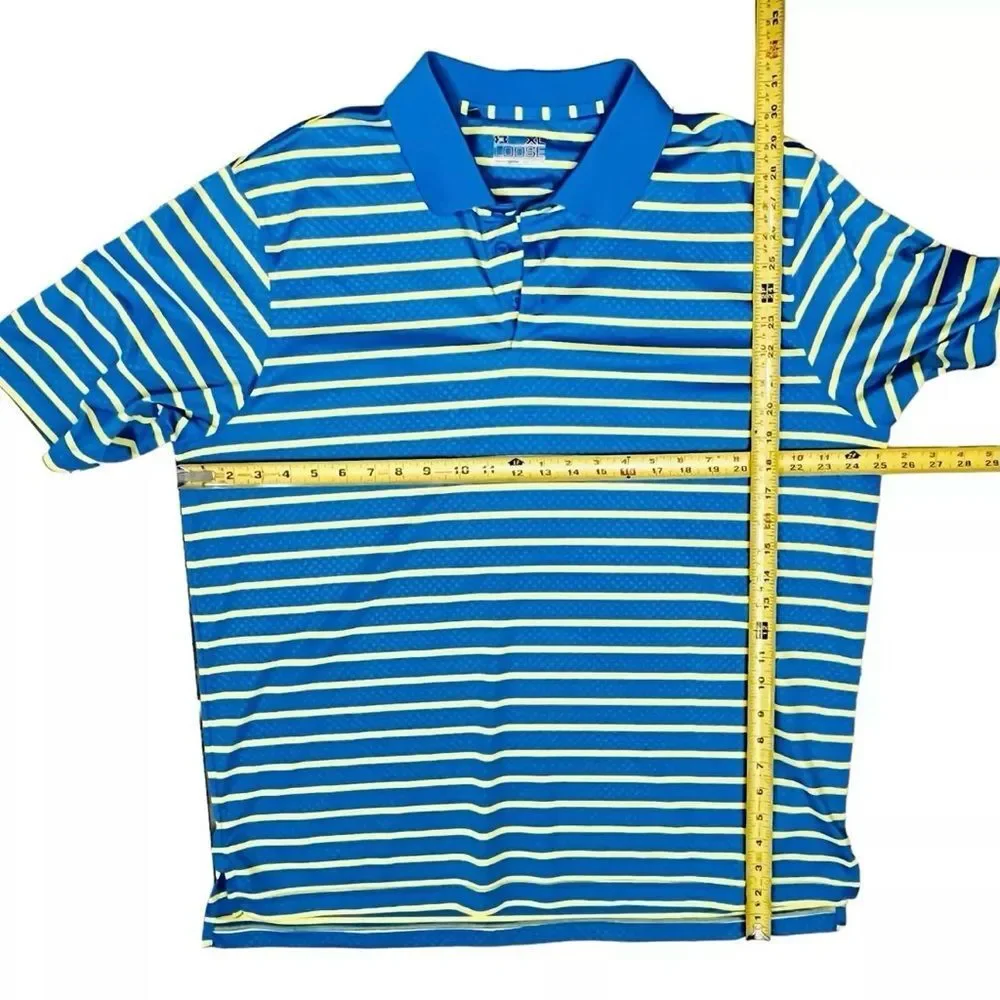 Under Armour Heat Gear Loose Polo  Florida Golf Course Blue Yellow Stripes Sz XL - Picture 9 of 12